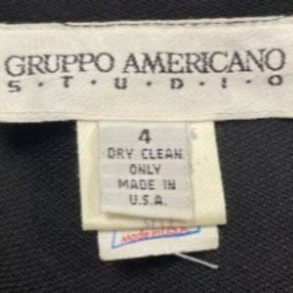 Vintage Gruppo Americano Black Pleated Wool Skirt W/Button Details Size 4 - Picture 4 of 6